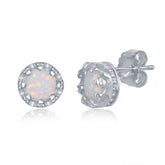 Sterling Silver  Prong White Opal Earrings